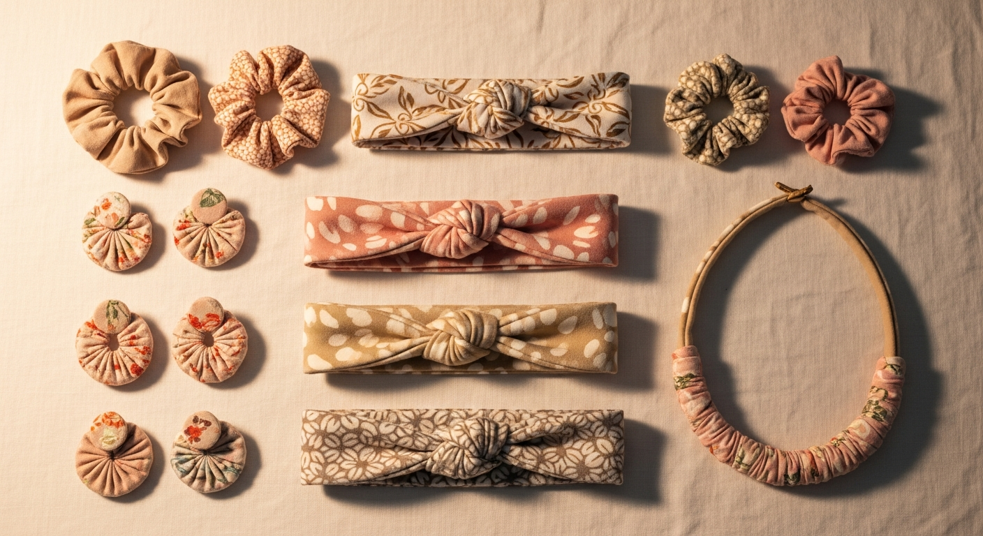 Хендмейд мягкие аксессуары — скрансии и повязки ручной работы